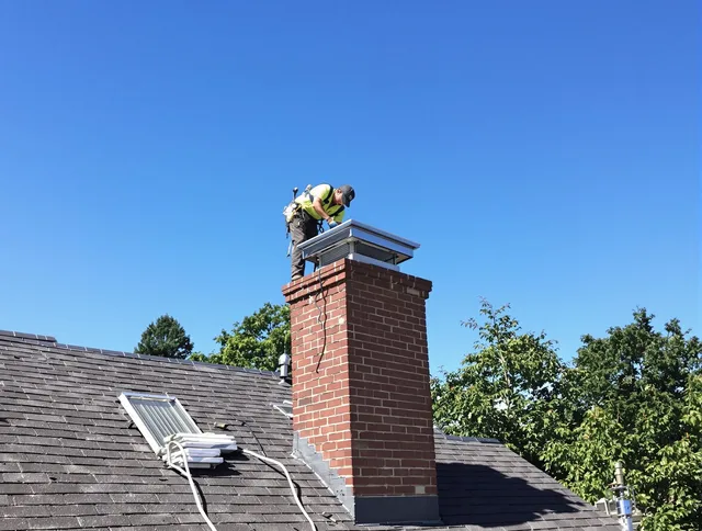 La Mirada Chimney Sweep technician measuring a chimney cap in La Mirada, CA