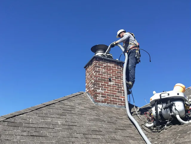 Dedicated La Mirada Chimney Sweep team member cleaning a chimney in La Mirada, CA