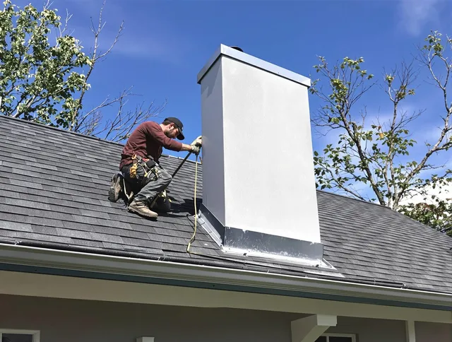 La Mirada Chimney Sweep team member finishing chimney construction in La Mirada, CA