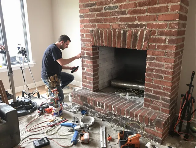 La Mirada Chimney Sweep specialist finalizing chimney liner service in La Mirada, CA