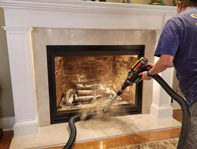 Fireplace cleaning performed by La Mirada Chimney Sweep in La Mirada, CA